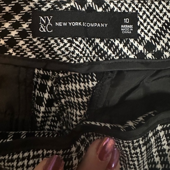 New York & Co Womens Size 10 Average Houndstooth Pattern Career Pants Boot Cut - Picture 2 of 14